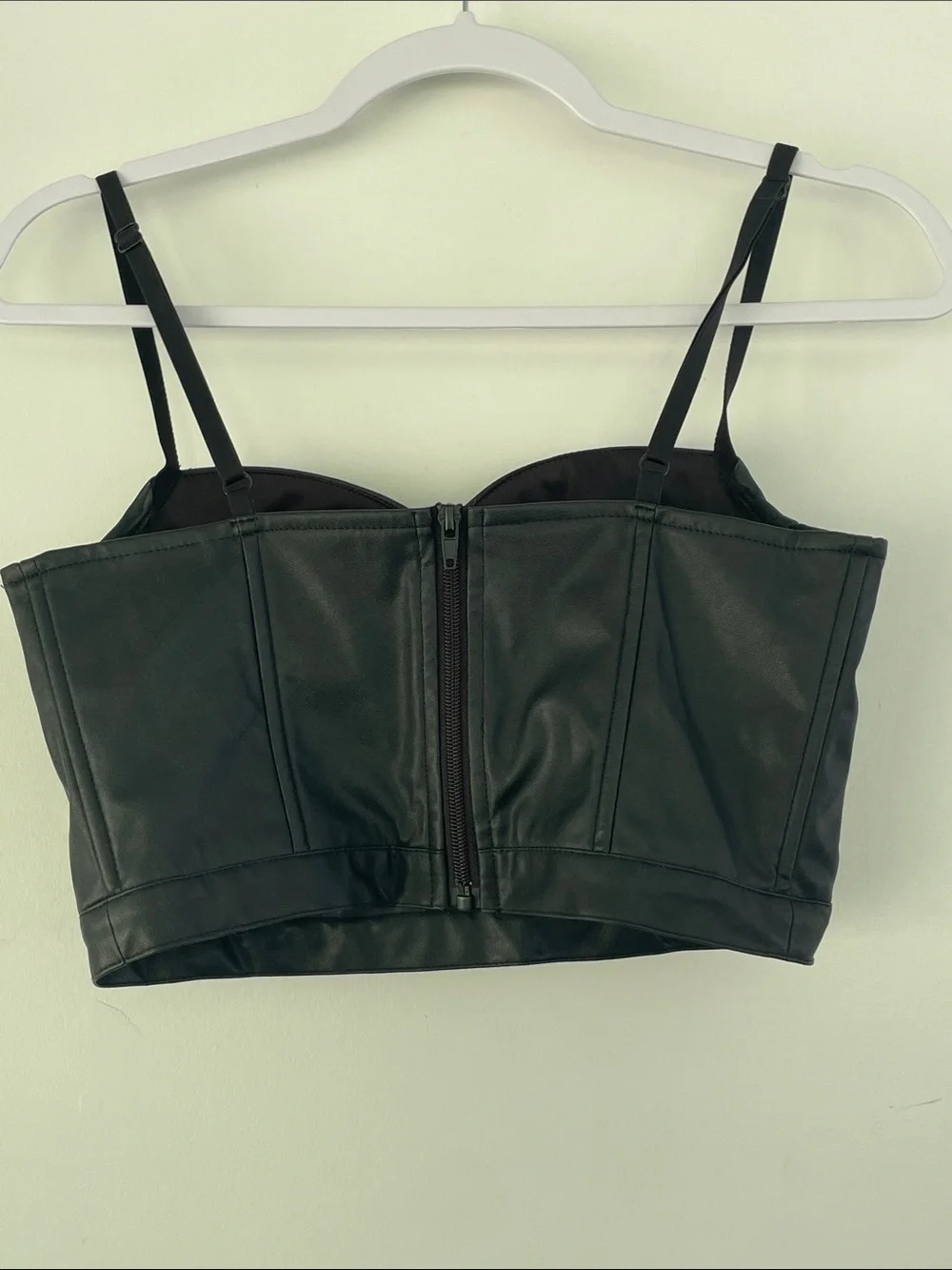 Black Faux Leather Longline Bustier Crop Top